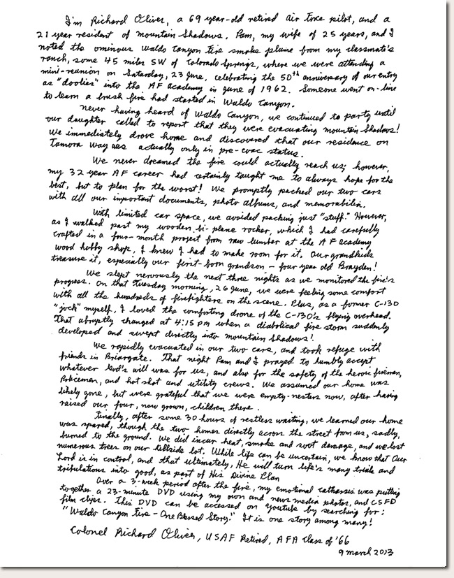 Richard Oliver Photo Story Letter
